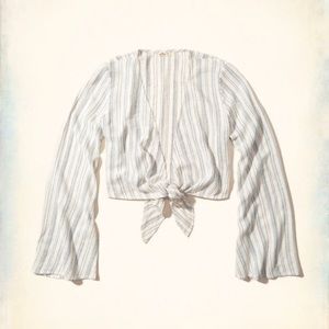 Hollister Self-Tie Bell Sleeve Crop Top